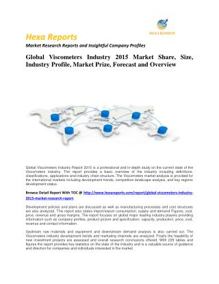 Viscometers Industry 2015 Market Size, Share, trends and Forecast 2014 – 2020