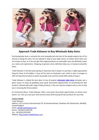 Approach Trade Kidswear to Buy Wholesale Baby Items