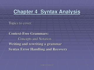 Chapter 4 Syntax Analysis