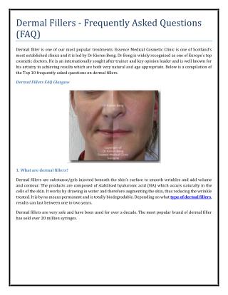 Dermal Fillers - Frequently Asked Questions (FAQ)