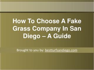 How To Choose A Fake Grass Company In San Diego – A Guide