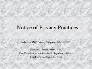 Notice of Privacy Practices