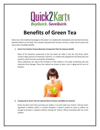 Benefits of green tea