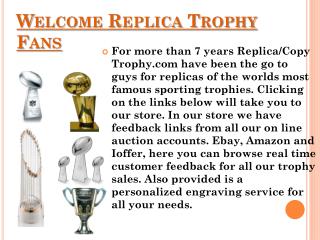 Replica Trophies – Vince Lombardi, World Series and Larry O Brien Trophy