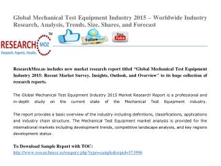 Global Mechanical Test Equipment Industry 2015 Market Research Report