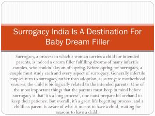 Surrogacy India Is A Destination For Baby Dream Filler
