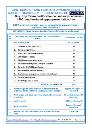 EMS 14001:2015 Awareness and Auditor Training Presentation