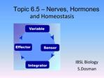 Topic 6.5 Nerves, Hormones and Homeostasis