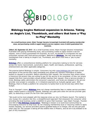 Bidology begins National expansion in Arizona