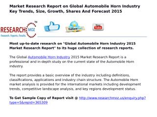 Global Automobile Horn Industry 2015 Market Research Report