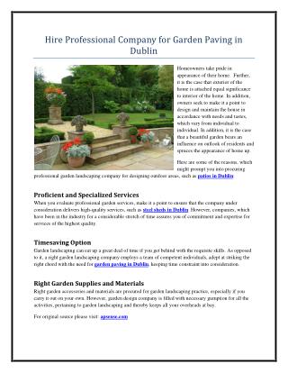Hire Professional Company for Garden Paving in Dublin