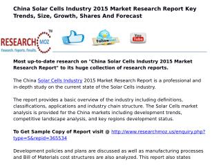 China Solar Cells Industry 2015 Market Research Report