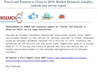 Travel and Tourism in China to 2019