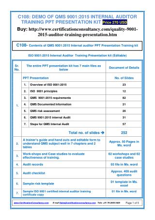 Training Presentation on QMS 9001:2015