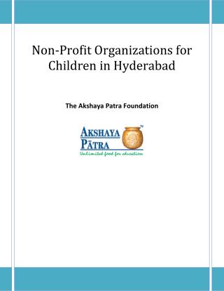 Non-Profit Organizations for Children in Hyderabad