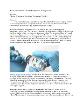 Record environmental values with temperature tracking devices