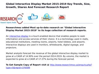 Global Interactive Display Market 2015-2019 | Latest Research Report