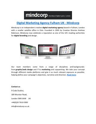 Digital Marketing Agency Fulham UK - Mindcorp