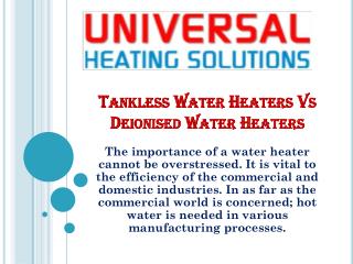 Tankless Water Heaters Vs Deionised Water Heaters