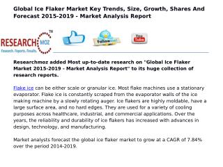 Global Ice Flaker Market 2015-2019 - Market Analysis Report