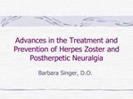 Advances in the Treatment and Prevention of Herpes Zoster and Postherpetic Neuralgia