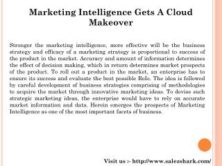 Marketing Intelligence | Cloud Relationship