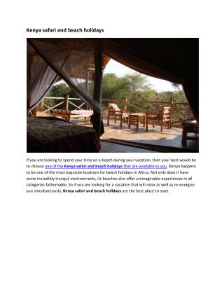 Kenya safari and beach holidays