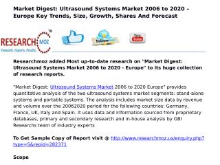 Market Digest: Ultrasound Systems Market 2006 to 2020 - Europe