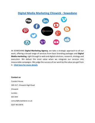 Digital Media Marketing Chiswick - Sowedane