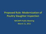 Proposed Rule: Modernization of Poultry Slaughter Inspection