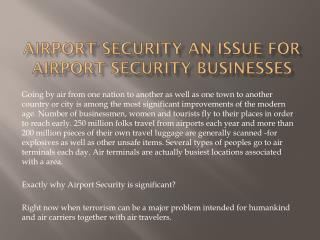 Airport Security an issue For Airport Security Businesses