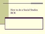 How to do a Social Studies BCR