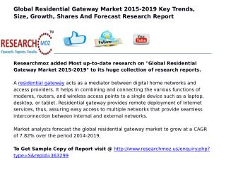 Global Residential Gateway Market 2015-2019