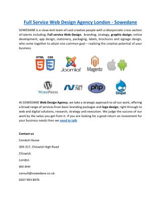 Full Service Web Design Agency London - Sowedane