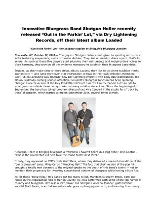 Innovative Bluegrass Band Shotgun Holler recently released