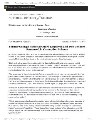 Blog 113 Former Georgia National Guard Employee and Two Vendors Sentenced in Corruption Scheme _ USAO-NDGA _ Departmen