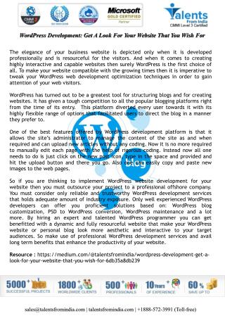 WordPress Development: Get A Look For Your Website That You Wish For