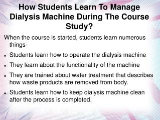 What Topics Are Included in Dialysis Technician Training?