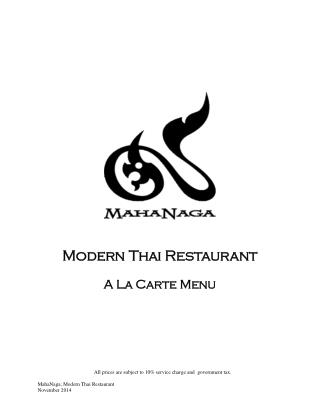 MahaNaga Restaurant in Sukhumvit - Our Menu