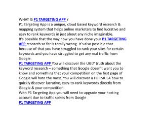 P1 TARGETING APP Should I Get It?