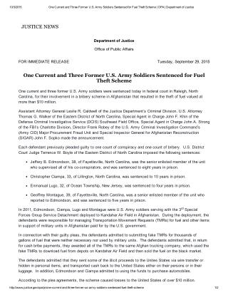 Blog 118 One Current and Three Former US  Army Soldiers Sentenced For Fuel Theft Scheme