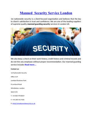 Manned Security Service London