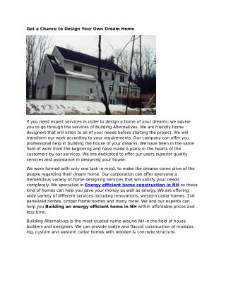 Energy Efficient Home Construction NH