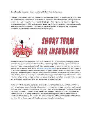 short term car insurance