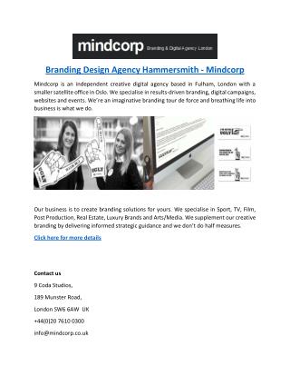 Branding Design Agency Hammersmith - Mindcorp