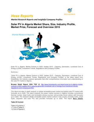 Solar PV in Algeria worldwide Forecast 2015