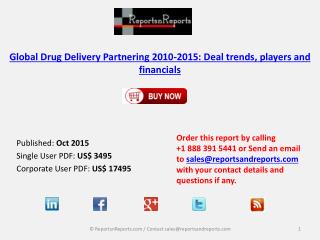 Global Drug Delivery Market Partnering 2010-2015: Deal trends, players and financials