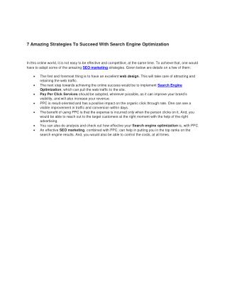 7 Amazing Strategies To Succeed With Search Engine Optimization