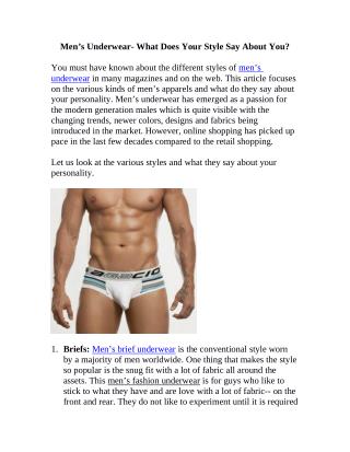 Men’s Underwear- What Does Your Style Say About You?