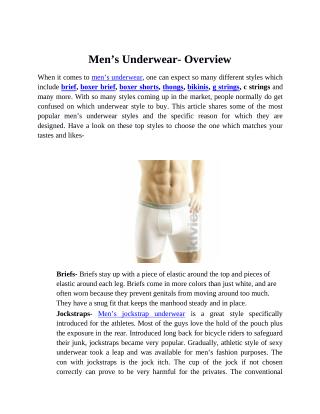 Men’s Underwear- Overview